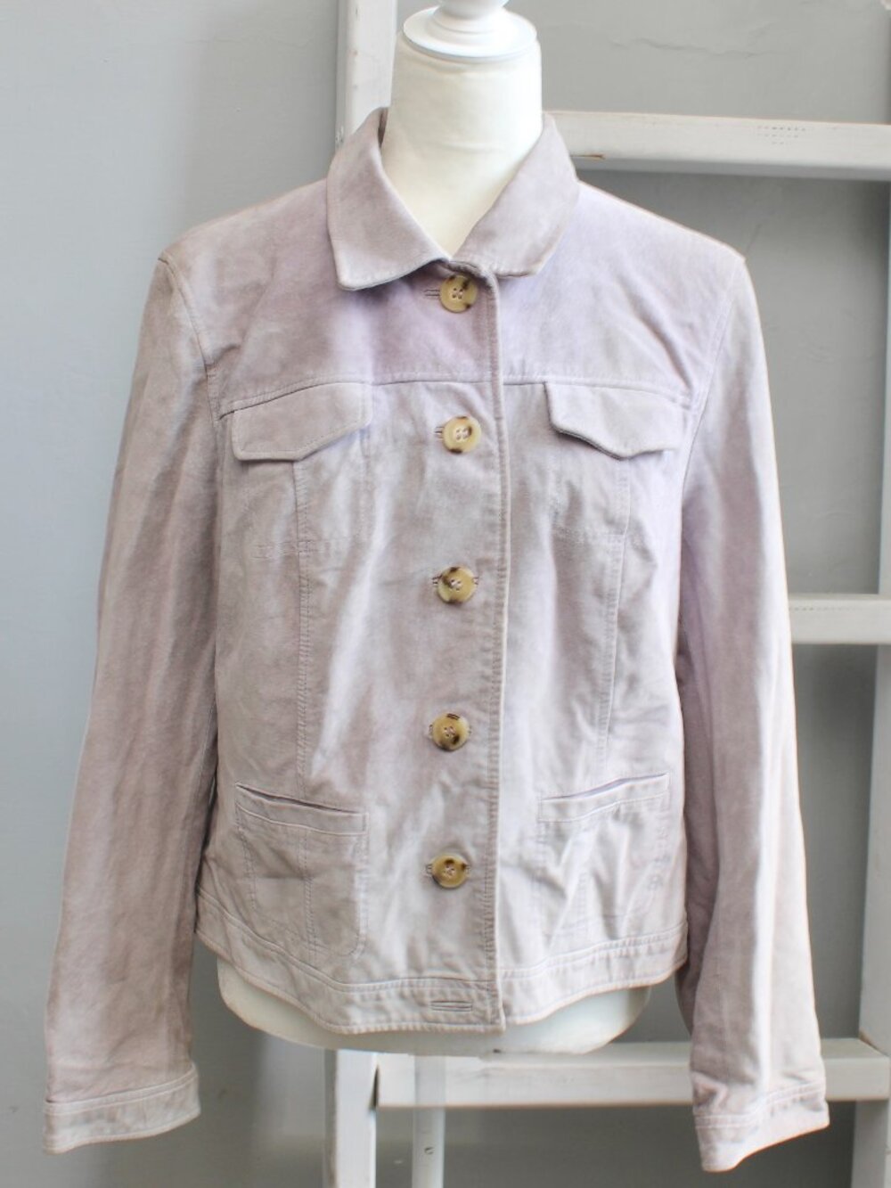 Josephine Chaus Vintage Y2K Purple Lavender Leather Jacket Blazer Size 12